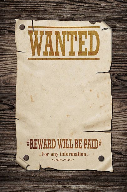 Old wanted sign. stock photo