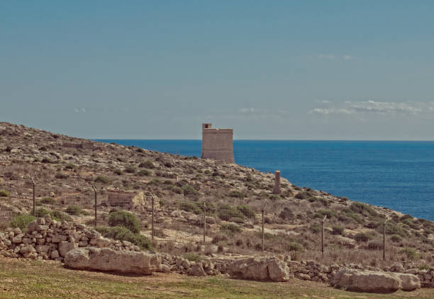 Old Watchtower in Malta stock photo