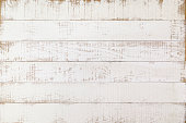 istock Old weathered abstract white-colored paneled oak wood background with lots of wood grain and texture. 1313383210