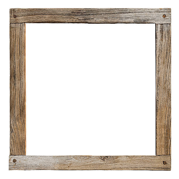 Old weathered natural wood frame. stock photo