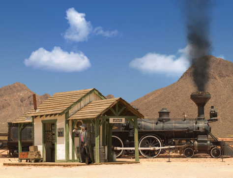 Old West Train Depot Stock Photo - Download Image Now - iStock