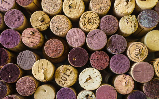 Old winecorks collection top view of old wine corks cork stopper stock pictures, royalty-free photos & images