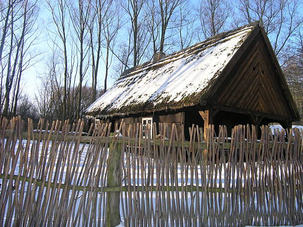Old wooden hut stock photo