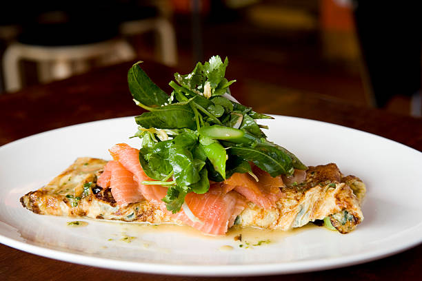 Omelette with Salmon stock photo