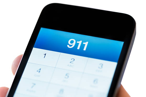 911 on Smart Phone stock photo