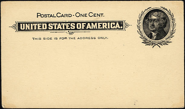 one cent postcard stock photo