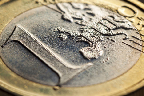 One euro coin stock photo