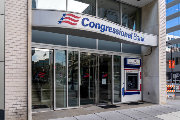 One of a Congressional Bank branch in Washington, DC, USA. Washington, DC, USA- January 12, 2020: One of a Congressional Bank branch in Washington, DC, USA. congressional country club stock pictures, royalty-free photos & images