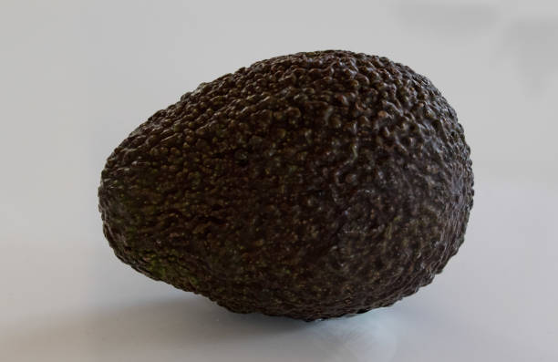 one single ripe avocado  on a white plate stock photo