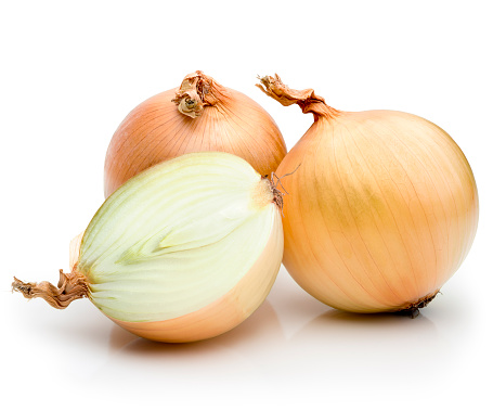 Onions on a white background. 
