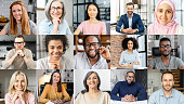 istock Online conference of diverse people on the screen 1313245890