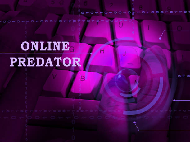線上捕食者跟蹤未知受害者3d 插圖 - online sex 個照片及圖片檔