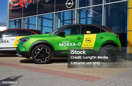 Opel Mokka-e electric car, EV crossover SUV.