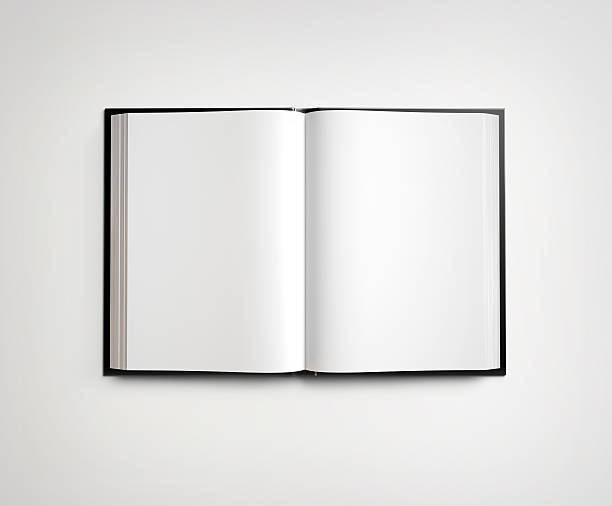 Open blank textbook on white stock photo