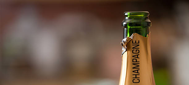 Open Champagne bottle stock photo