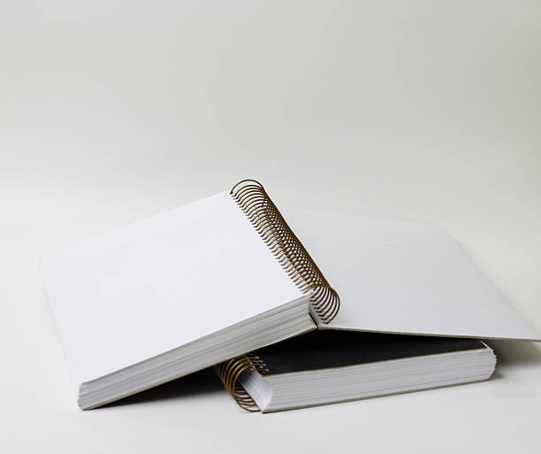 open coil binded books stock photo