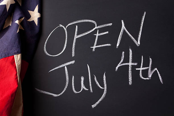Open July 4th Sign stock photo