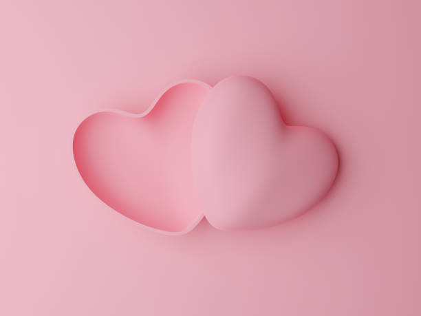 öppna rosa pastellhjärta formade rutan på rosa bakgrund. alla hjärtans dag koncept - sj bildbanksfoton och bilder