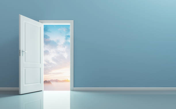 Open the door Open the door and see the nature behind the door hope concept stock pictures, royalty-free photos & images