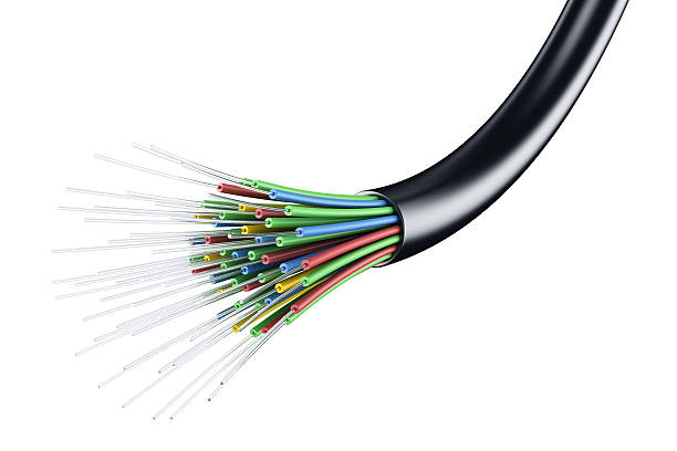 Optic fiber cable 3d rendering of an optic fiber cable on a white background fiber optic stock pictures, royalty-free photos & images