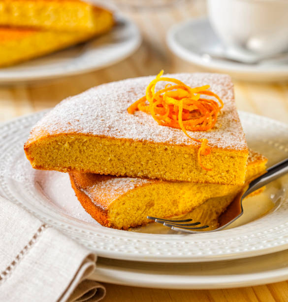 Orange fruit cake stock photo