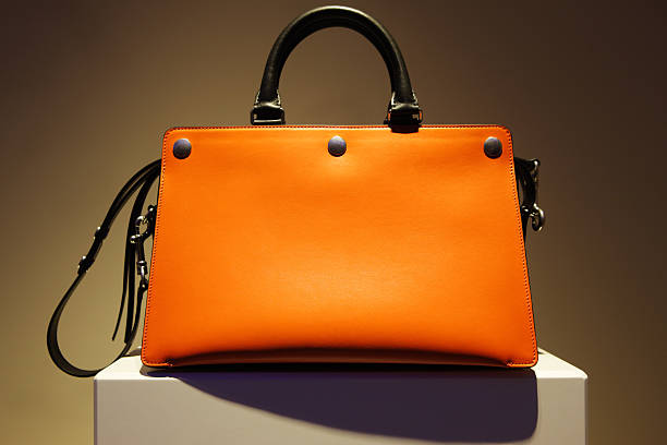 Orange Leather Purse Fashion Accessory stock photo