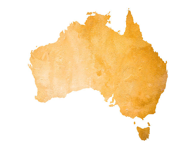 Orange Map Of Australia Isolated On White stock photo