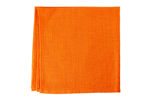 Orange Textile Napkin On White Stock Photo - Download Image Now - iStock