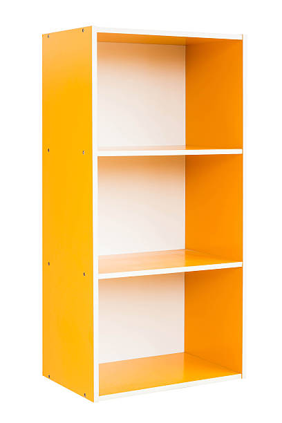 orange wooden shelf isolate stock photo