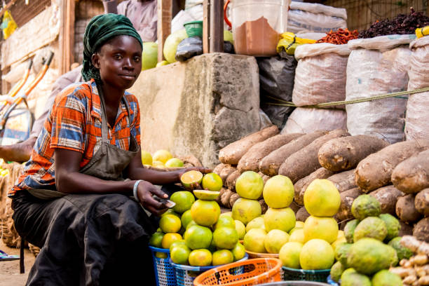 апельсины на местном рынке - nigeria стоковые фото и изображения