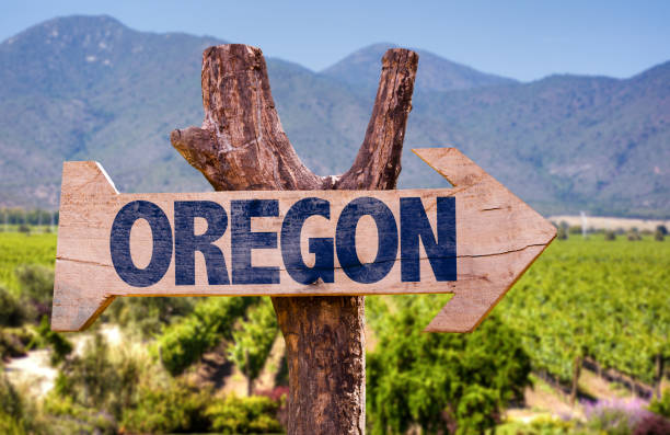 Oregon direction sign stock photo