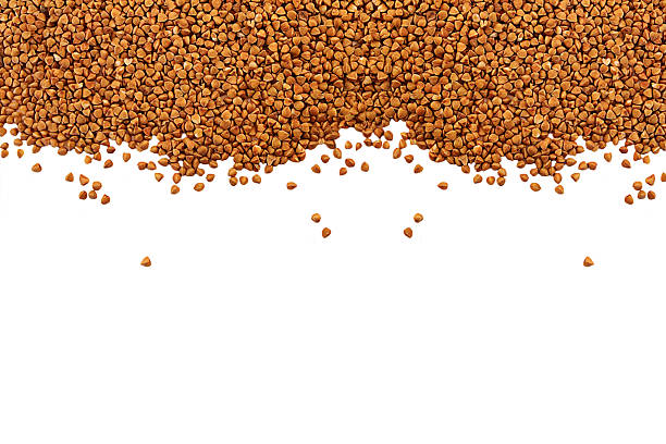 Organic buckwheat isolated on white stock photo