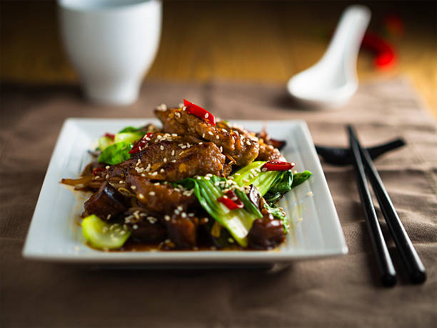 Oriental Beef stir-fired stock photo