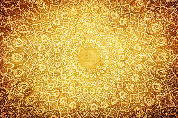 Oriental ornaments on circular pattern grunge background with oriental ornaments middle eastern culture stock pictures, royalty-free photos & images