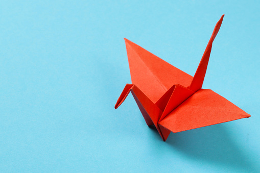origami crane from colored paper