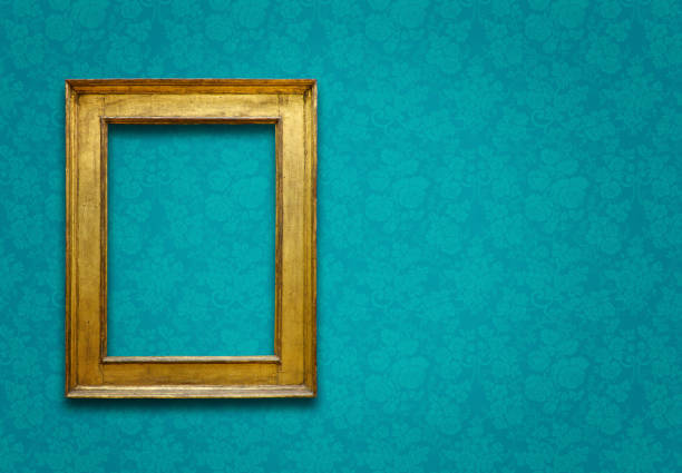 Ornate Picture Frame (All clipping paths included) Gold ornate picture frames and pattern wallpaper.  All clipping paths included- frame, in,out...
 mirror object photos stock pictures, royalty-free photos & images