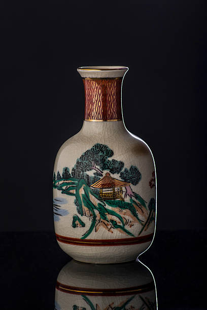 Ornate Saki bottle stock photo