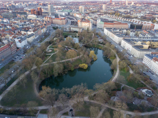orstedsparken i köpenhamn - drone copenhagen bildbanksfoton och bilder