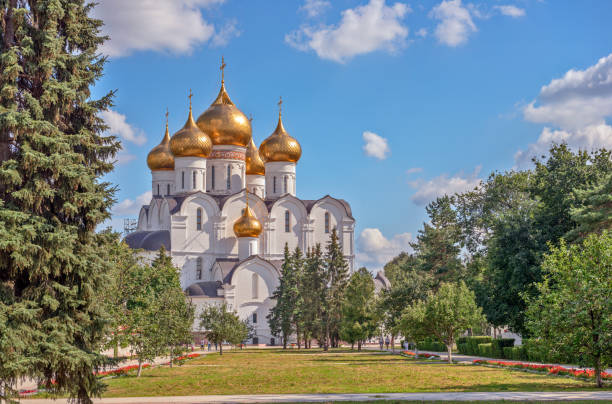 Orthodox cathedral in Yaroslavl. Russia stock photo