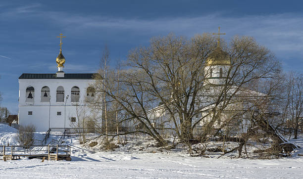 Orthodox church in winter stock photo