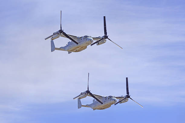 MV-22 Osprey Helicopters Flying at San Diego Airshow stock photo