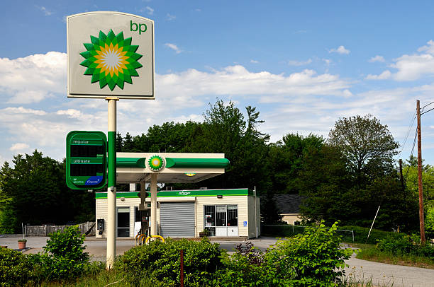 Out of Business BP Gas Station Candia, New Hampshire, USA - June 5, 2011: A BP (British Petroleum) gas station, out of business. mike cherim stock pictures, royalty-free photos & images