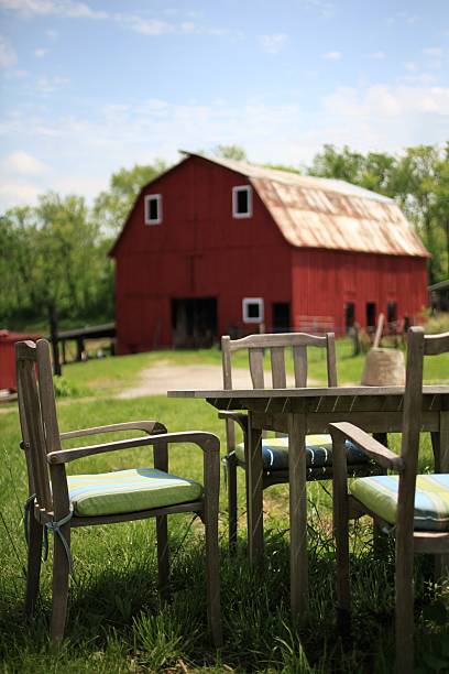Outdoor Dinind at the Farm stock photo