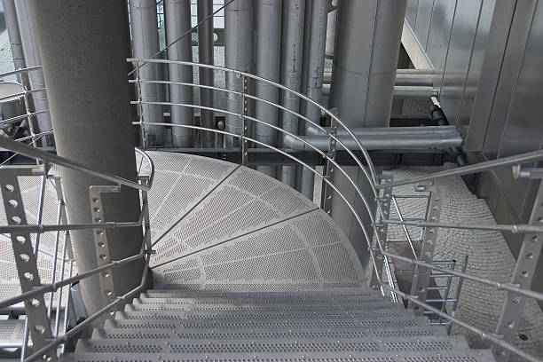 Outdoor metal staircase on modern building stock photo