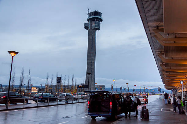 Outdoor of Oslo Gardermoen International Airport stock photo