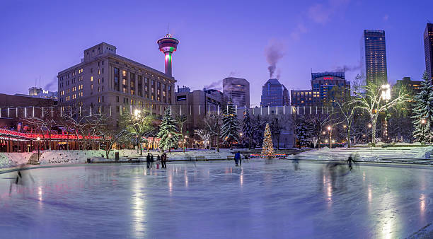 Outdoor skating, Calgary stock photo