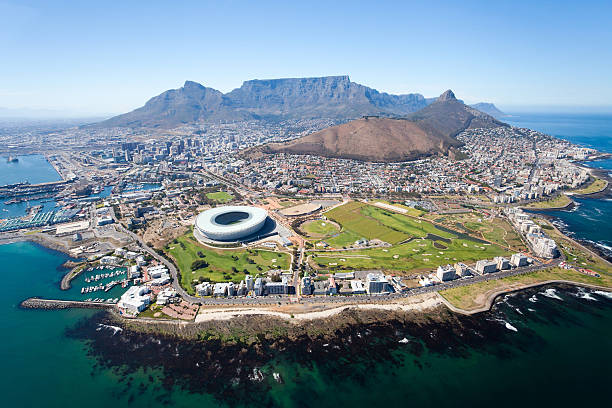 overall aerial view of Cape Town stock photo