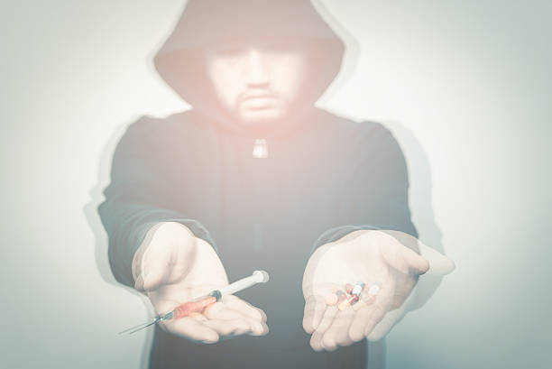overdose asian male drug addict stock photo