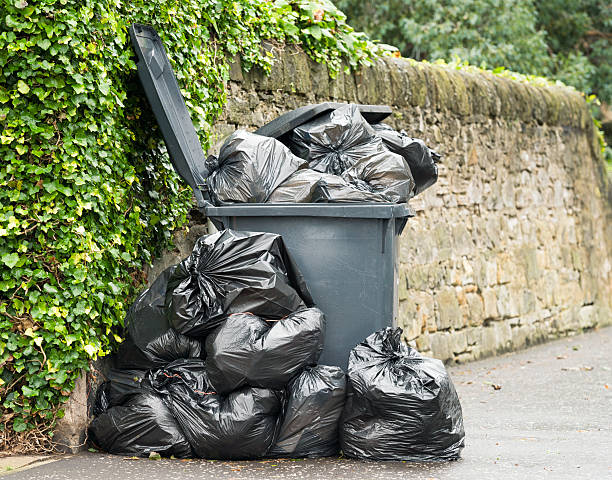 Overflowing Wheelie Bin A full wheelie bin with rubbish bags overflowing onto the pavement. full stock pictures, royalty-free photos & images