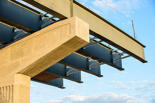 Overhanging steel beams stock photo